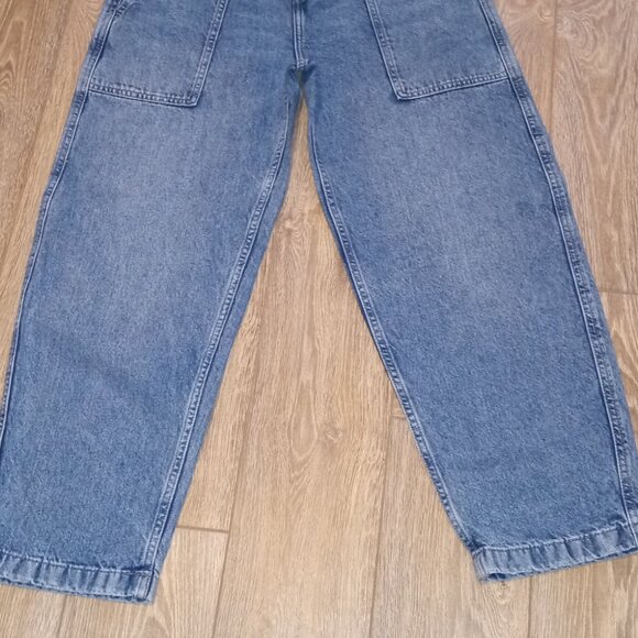 DKNY High Rise Utility Barrel Leg Jeans - Picture 2 of 9